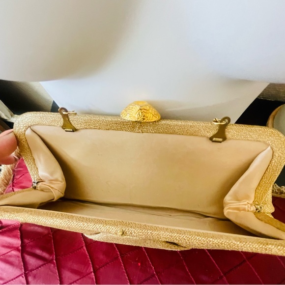 Vintage 60's Clutch evening Handbag in Gold Lame - Picture 4 of 5